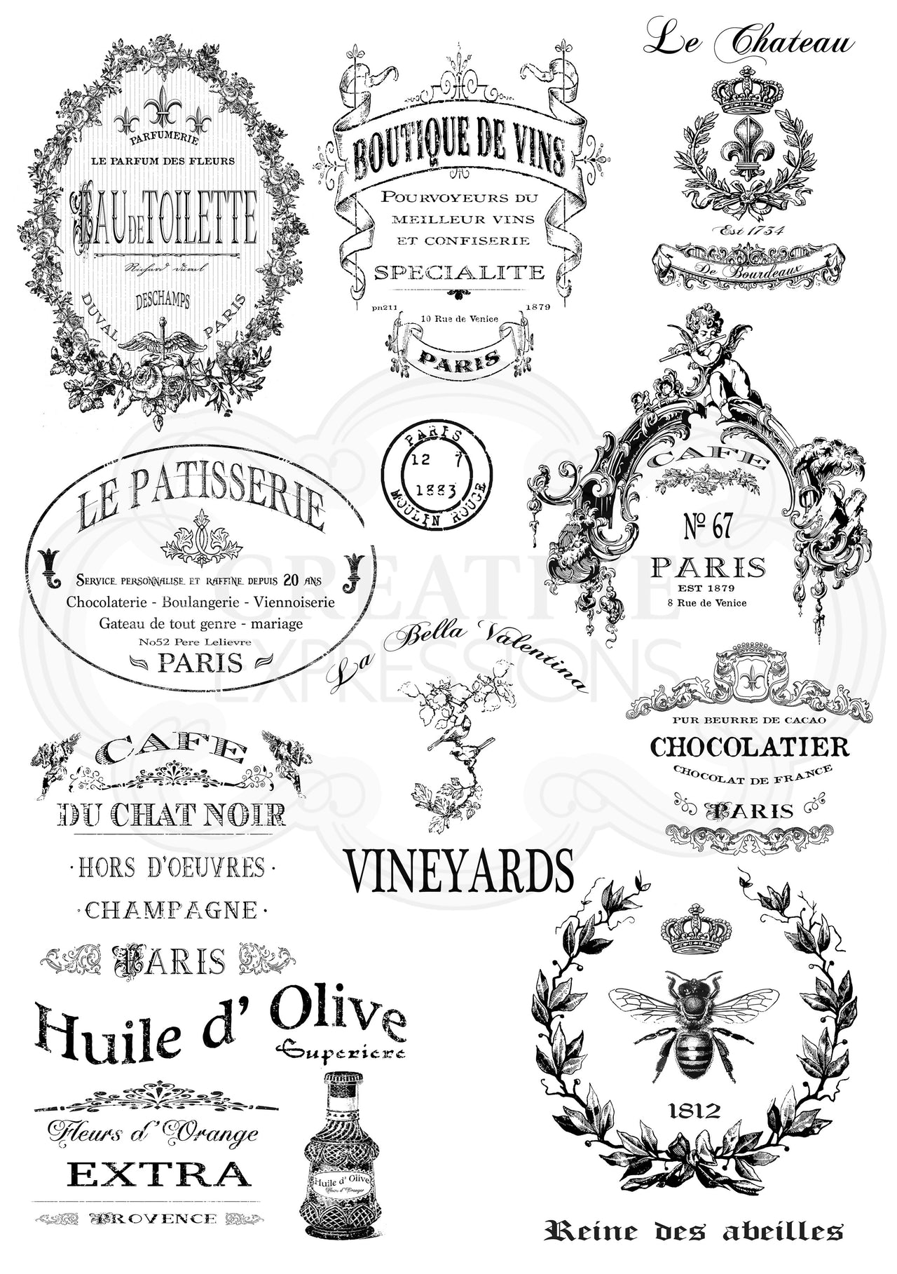 Creative Expressions Mixed Media Transfers By Andy Skinner - French Fancy
