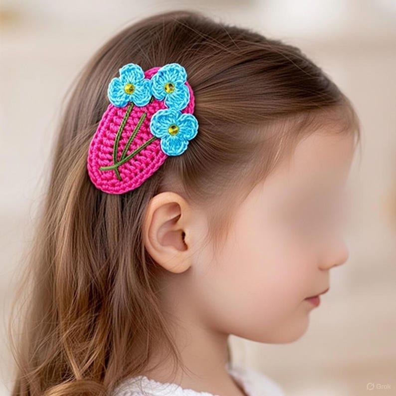 Crochet Mini Fowers Hair Clip Pdf + Video Tutorials