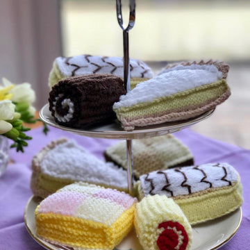 Play Food Lemon Meringue Pie Slice in Patons Fab DK and Patons Fairytale Cloud DK