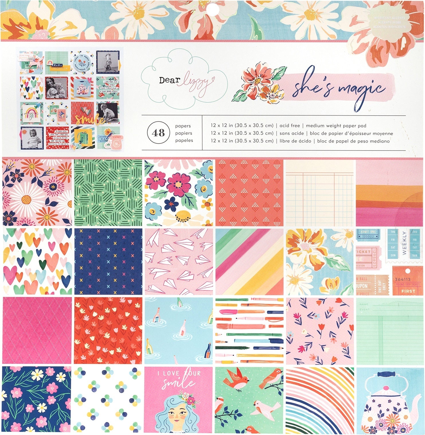 American Crafts Single-Sided Paper Pad 12"X12" 48/Pkg - Dear Lizzy She's Magic