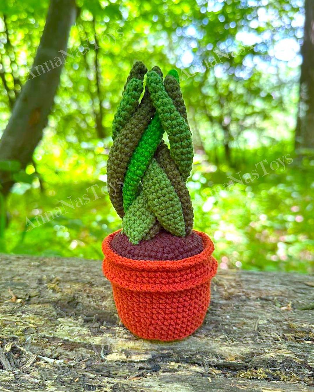 Crochet Succulent Pattern, Potted Sansevieria