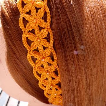 Headband "Orange Flowers and pearls"