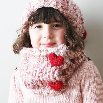 Chunky Slouchy Heart Hat and Cowl (hat024)