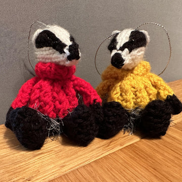 BADGER WEARING CABLE/CHRISTMAS JUMPER/HOODIE FERRERO ROCHER/LINDOR CHOCOLATE COVER/HANGING ORNAMENT