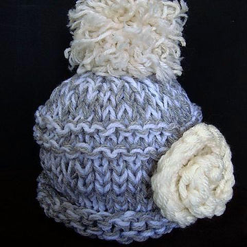 585 Knitted touque hat, flower, leaf, unisex,