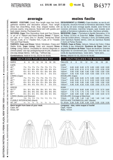 Butterick Misses' Costumes B4377 - Sewing Pattern