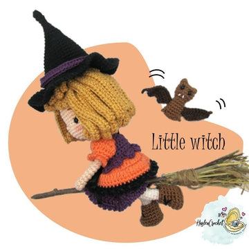 Doll crochet pattern tutorial "Little witch"