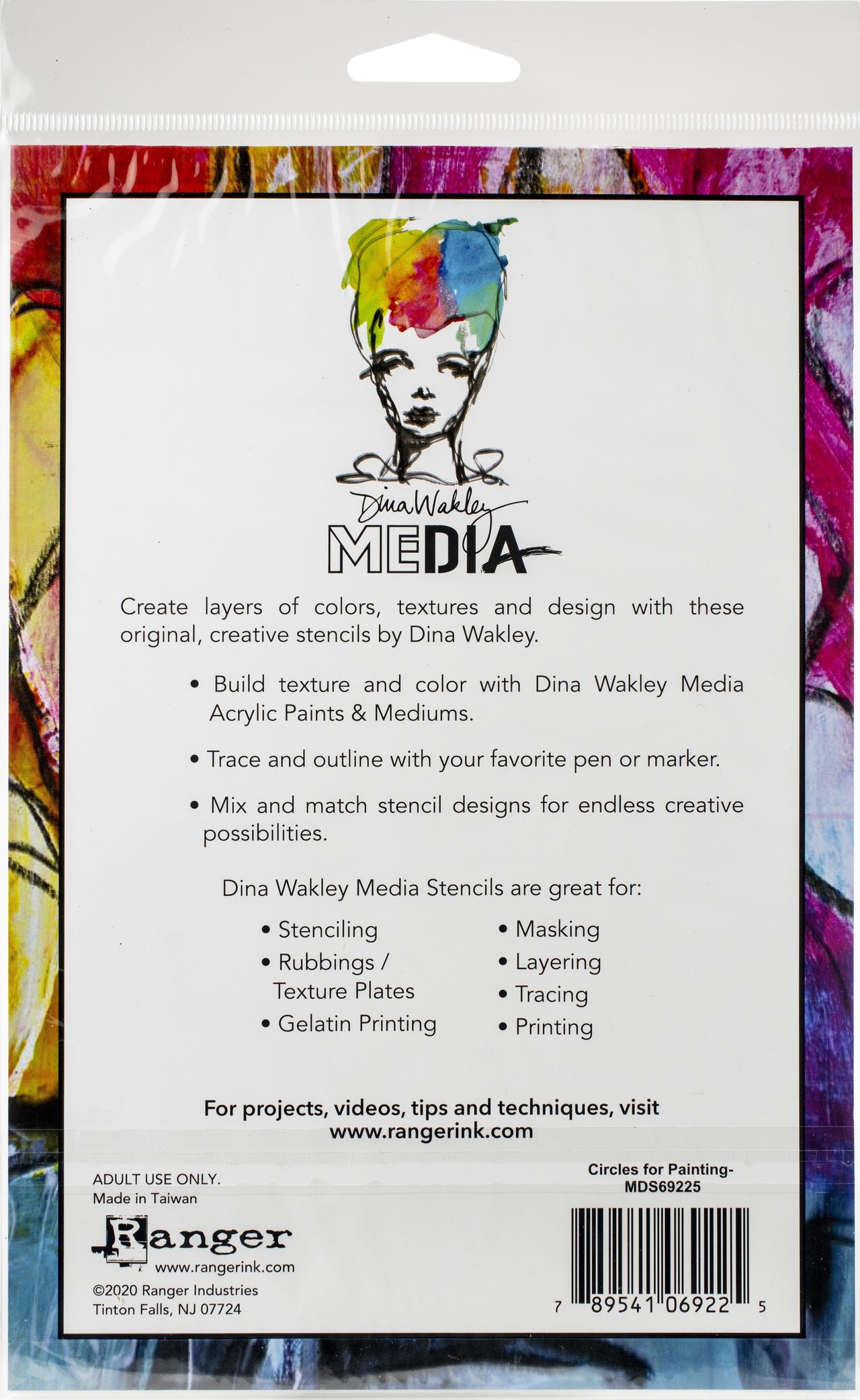 Ranger Dina Wakley Media Stencils 9"X6" - Circles For Painting