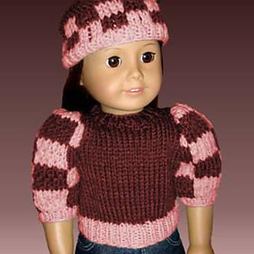 Fits American Girl Doll, 18 inch doll, Chechered Puffed Sleeves with Hat.