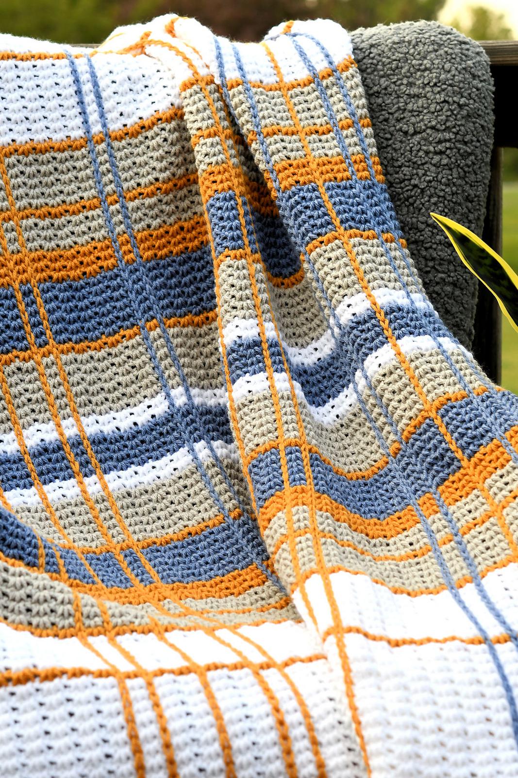Plaid Tunisian Crochet Afghan