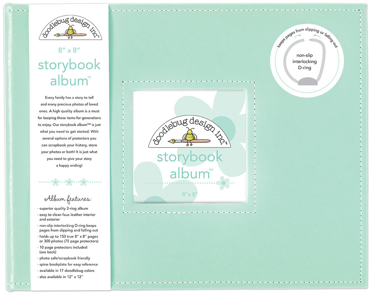 Doodlebug Storybook D-Ring Album 8"X8" - Mint