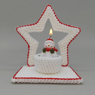 Star tealight holder in 2 versions - easy made from scraps of yarn