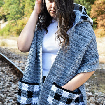 "Checkmate" pocket scarf with hood
