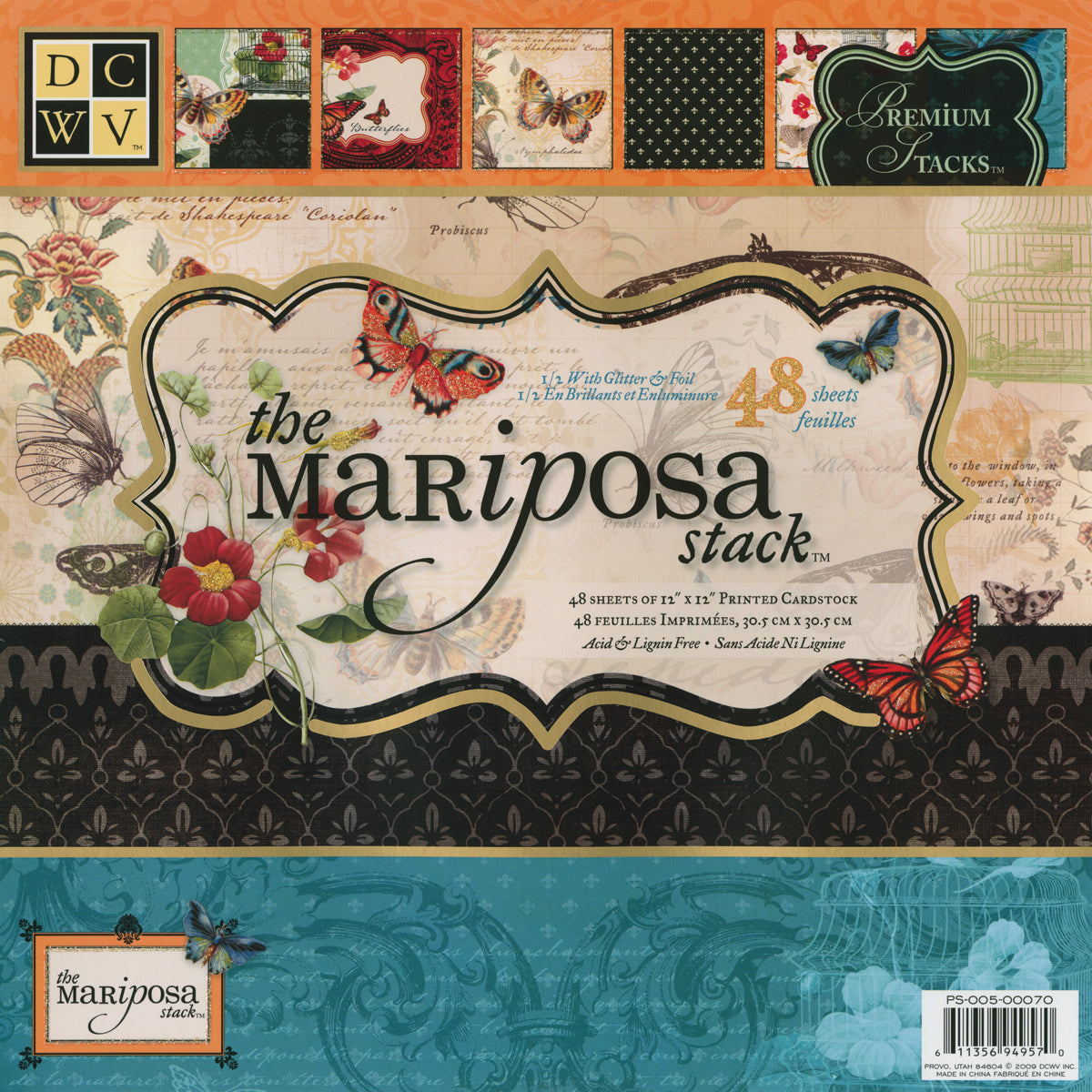 American Crafts DCWV Single-Sided Cardstock Stack 12"X12" 48/Pkg - Mariposa, 24 Designs/2 Each
