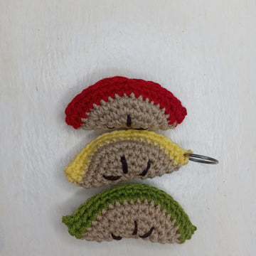 Apple Slice Amigurumi Keychain