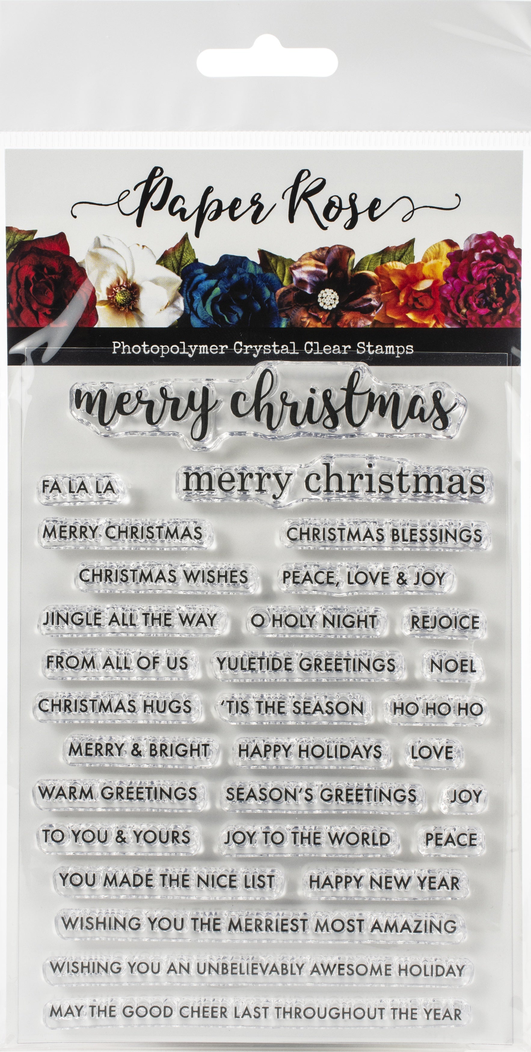 Paper Rose Clear Stamps 4"X6" - Christmas Sentiments