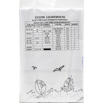 Tobin Stamped Pillowcase Pair 20in x 30in Lighthouse Embroidery Kit