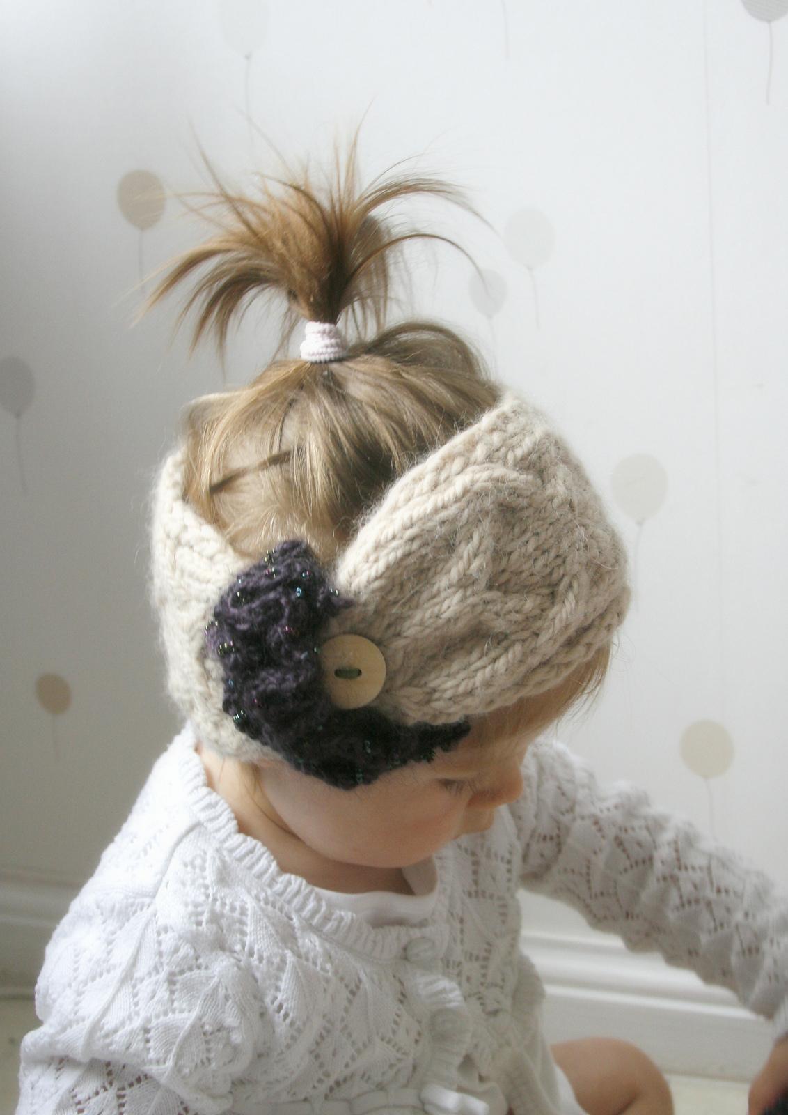 Cable headband Bianca with ruffles