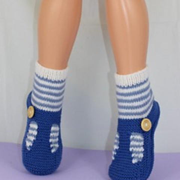 Childrens Stripe Sock T Bar Sandal Slippers