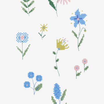 Folk Ditsy Flower  pattern in DMC - PAT0228 -  Downloadable PDF