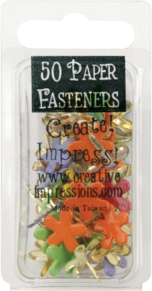 Creative Impressions Painted Metal Paper Fasteners 50/Pkg - Funky Flowers - Tropical