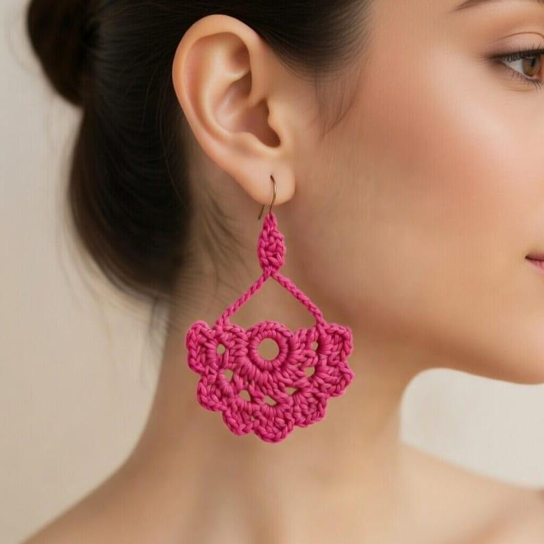 Crochet Flower Earrings PDF Pattern + Video Tutorial