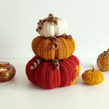 Pumpkin Centerpiece Crochet Pattern - Stacked Fall Pumpkin Decor