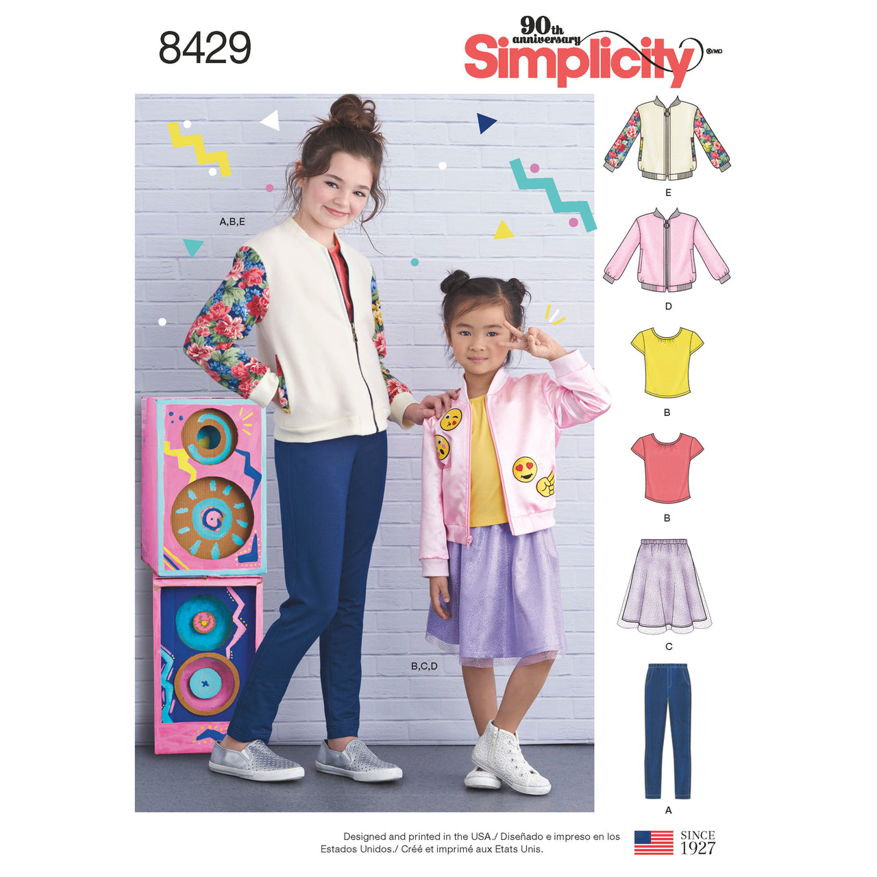 Simplicity Pattern 8429 Child's & Girls' Bomber Jacket, Skirt, Leggings and Top 8429 - Sewing Pattern