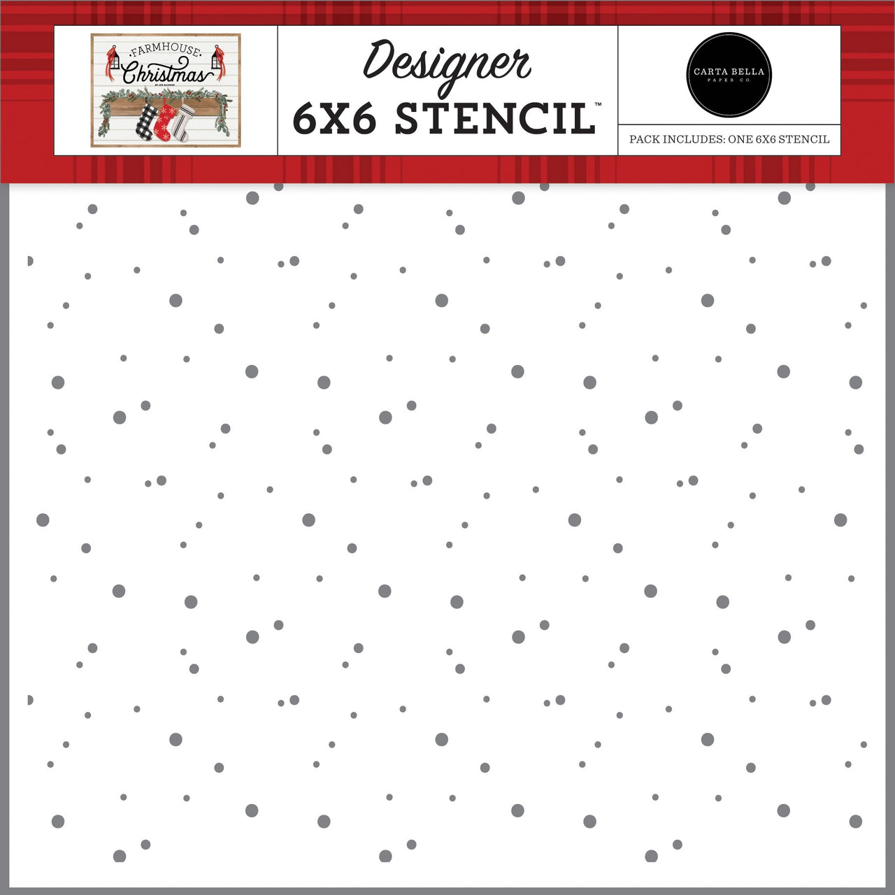 Echo Park Paper Carta Bella Stencil 6"X6" - Cozy Snowflakes, Farmhouse Christmas