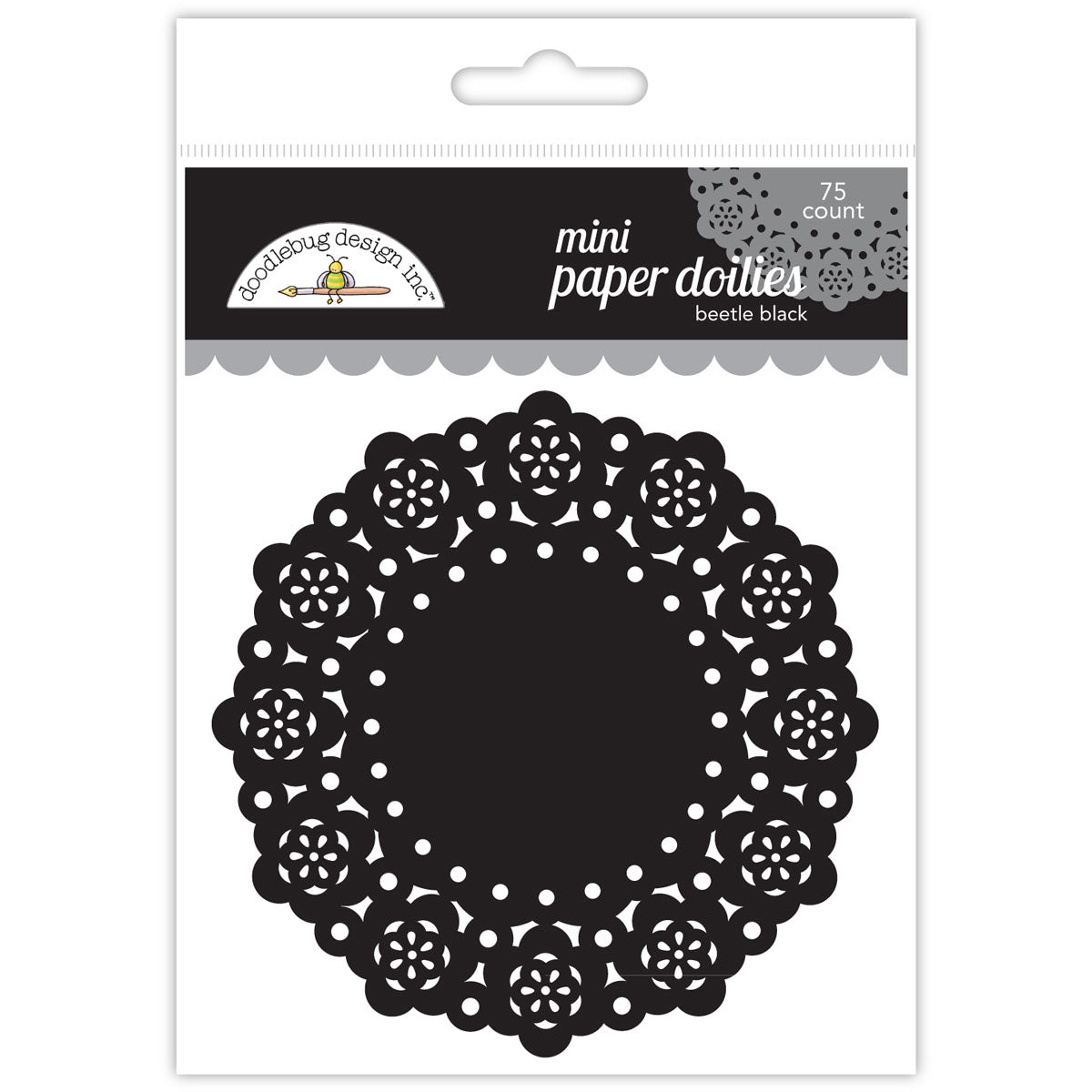 Doodlebug Mini Doilies 3" 75/Pkg - Beetle Black