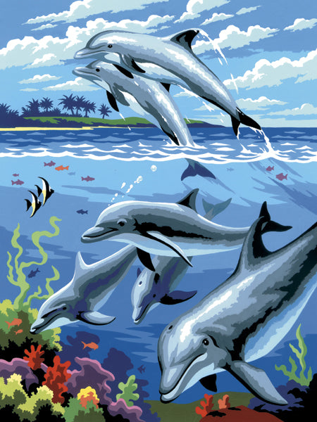 Royal Brush Junior Small Paint By Number Kit 8.75"X11.75" - Dolphins