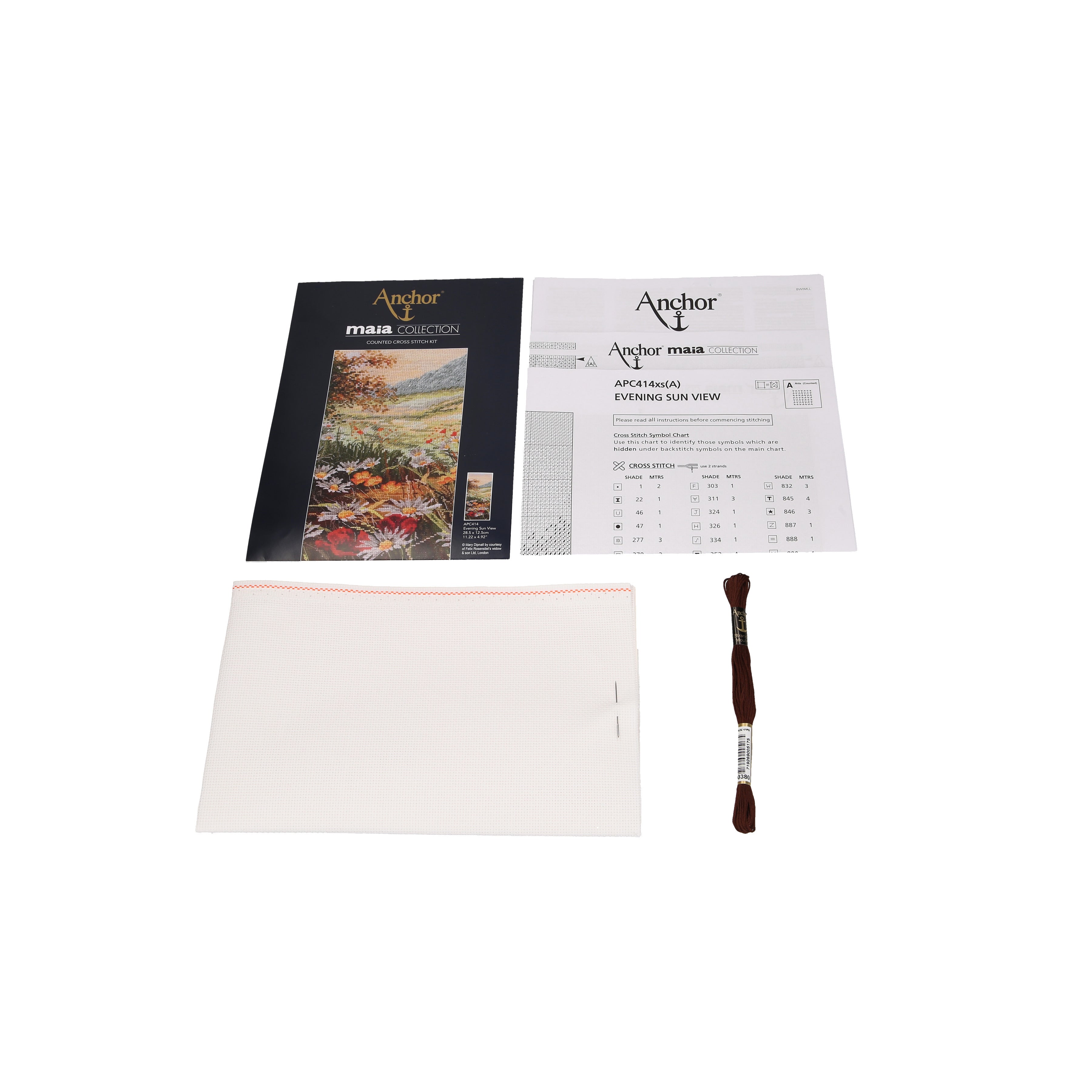 Anchor Evening Sun View Cross Stitch Kit - 12.5 x 28.5 cm