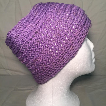 Crocheted Purple Waves Messy Bun Hat