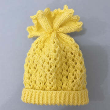 Frilly Edge V-Neck Baby Cardigan and Hat