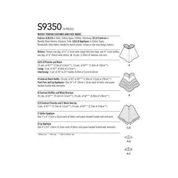 Simplicity Misses' Poncho Costumes and Face Masks S9350 - Sewing Pattern