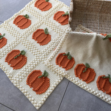 2-in-1 Crochet Autumn Fall Pumpkin Throw Blanket