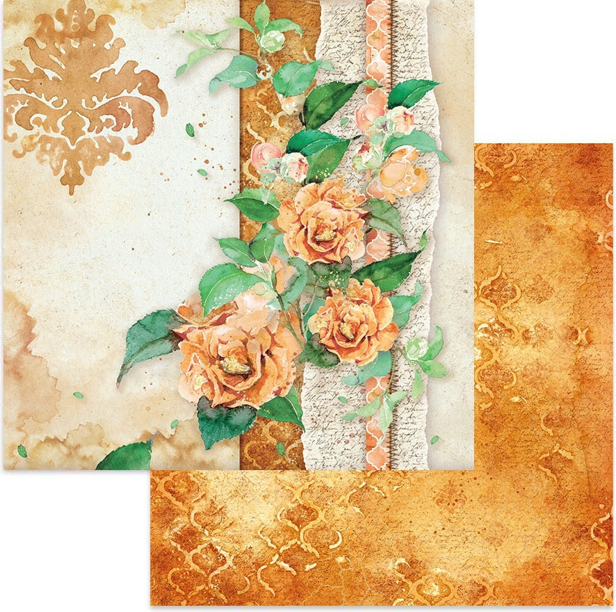 Stamperia Intl Stamperia Double-Sided Cardstock 12"X12" 10/Pkg - Flowers For You On Ocher Background