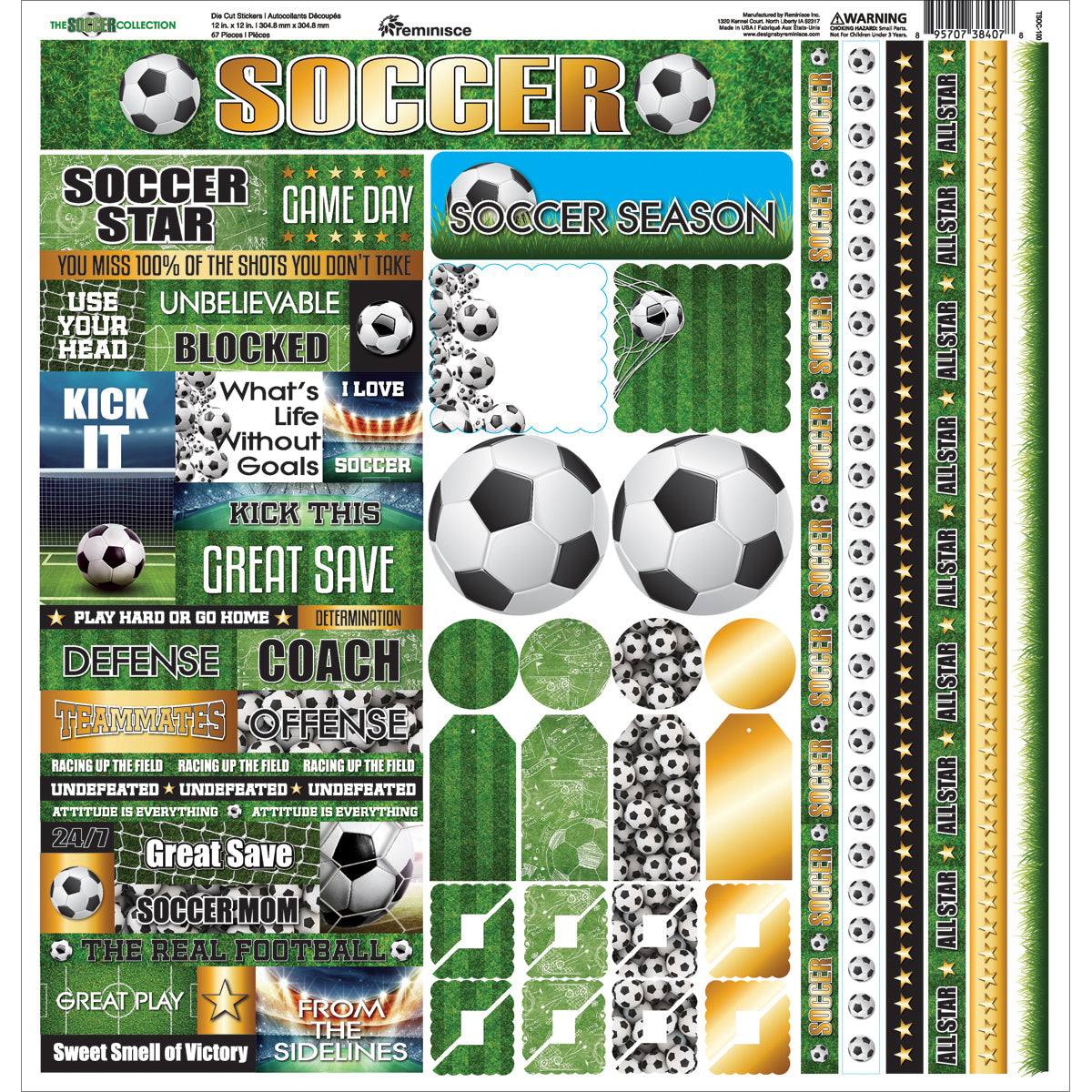 Reminisce Variety Cardstock Stickers 12"x12" - Soccer