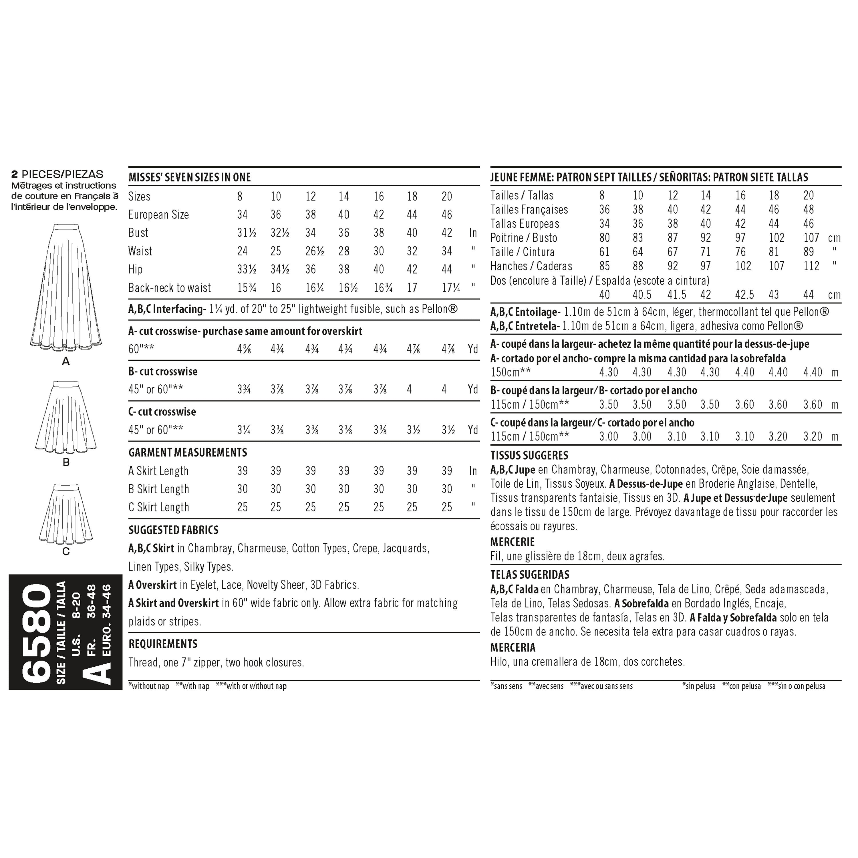 New Look 6580 Misses' Circle Skirt 6580 - Paper Pattern, Size A (8-10-12-14-16-18-20)
