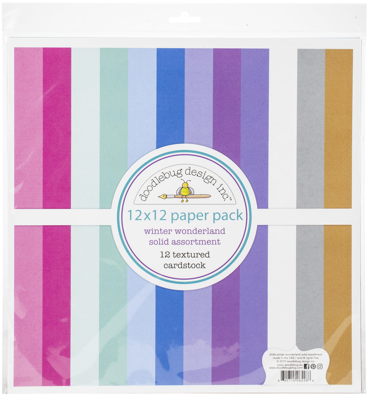 Doodlebug Textured Double-Sided Cardstock 12"X12" Pack - Winter Wonderland