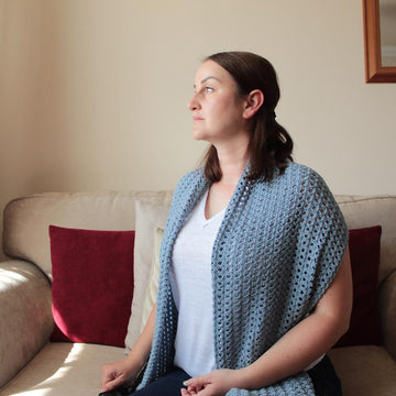 Tunisian Lacy Shell Wrap