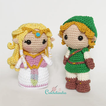 Zelda and Link amigurumi dolls - crochet patterns by Crochelandia
