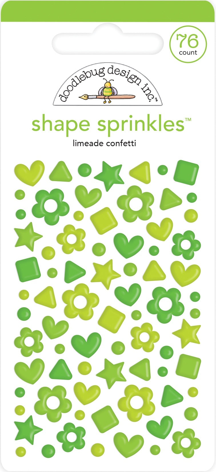 Doodlebug Sprinkles Adhesive Enamel Shapes - Limeade Confetti