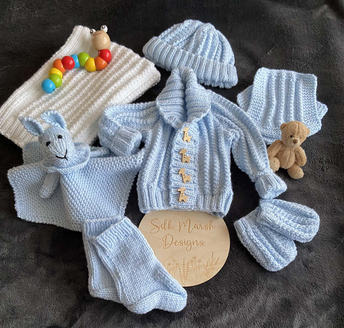 Ozzy Baby Set Knitting Pattern Premature-6 months approx