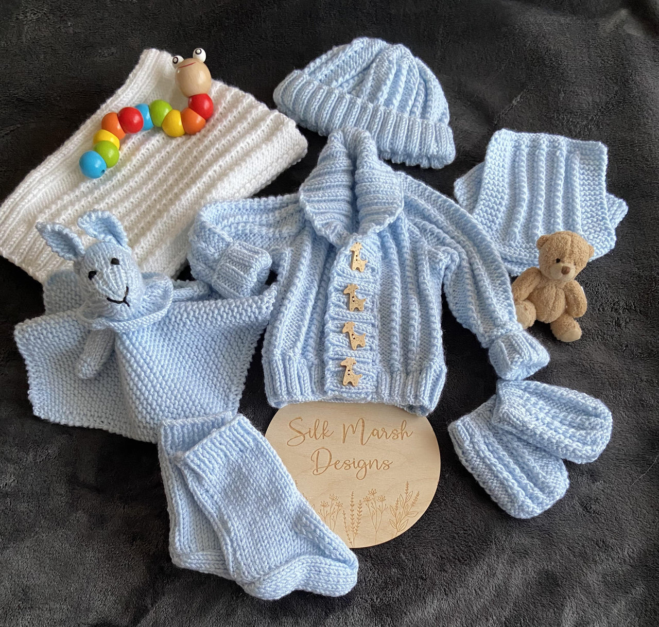 Ozzy Baby Set Knitting Pattern Premature-6 months approx