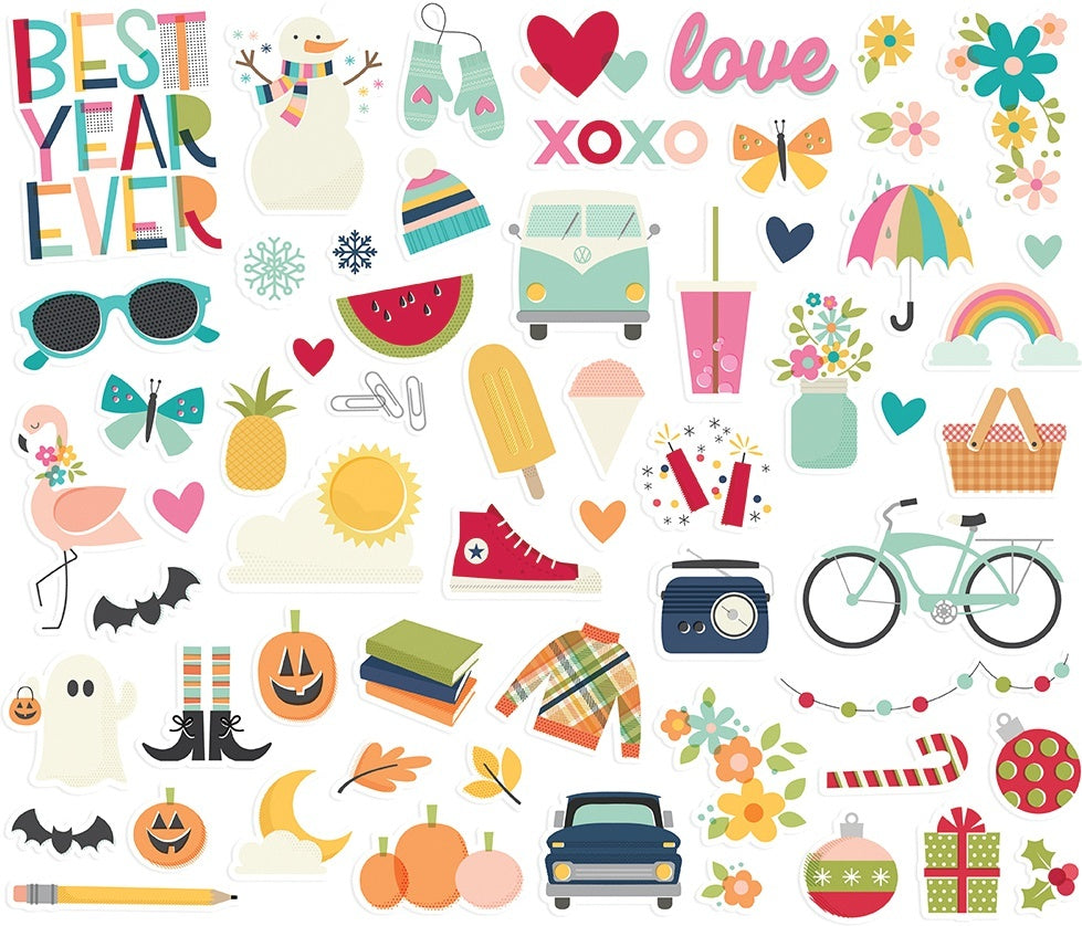 Simple Stories Best Year Ever Bits & Pieces Die-Cuts 51/Pkg - 619660