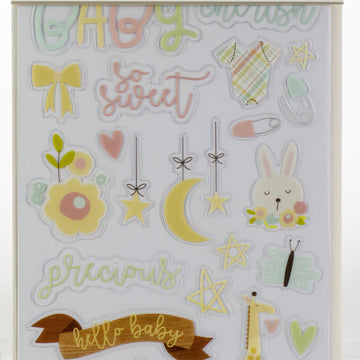 Simple Stories Oh Baby! Clear Stickers 4"X6" 3/Pkg - (1) Color, (2) Black