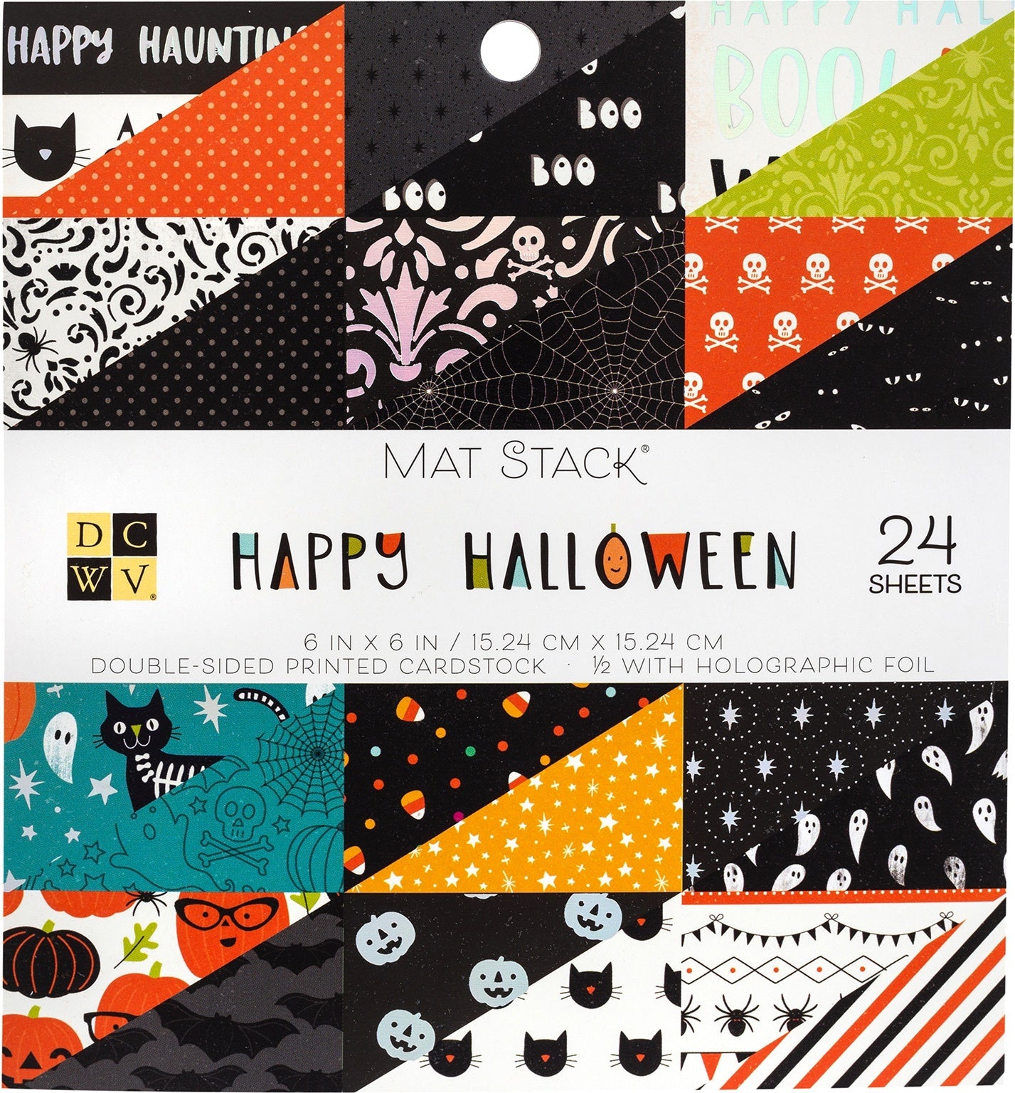 American Crafts DCWV Double-Sided Cardstock Stack 6"X6" 24/Pkg - Happy Halloween, 12 Designs/2 Each