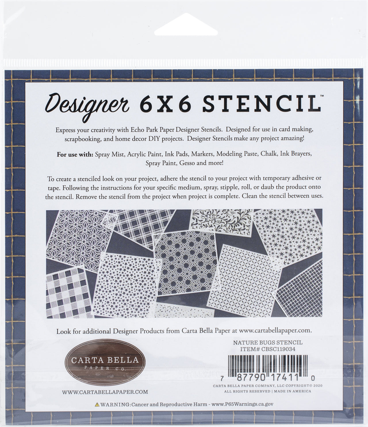Echo Park Paper Carta Bella Stencil 6"X6" - Nature Bugs, Summer Camp