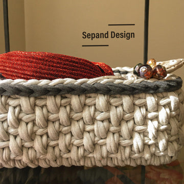 Recycled (t-shirt) yarn basket container-107